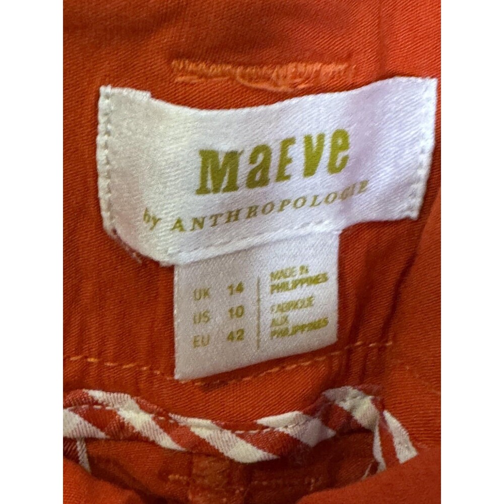 Maeve Colette Anthropologie Pants 10 Orange Linen Blend Wide Leg High Rise - Picture 3 of 11